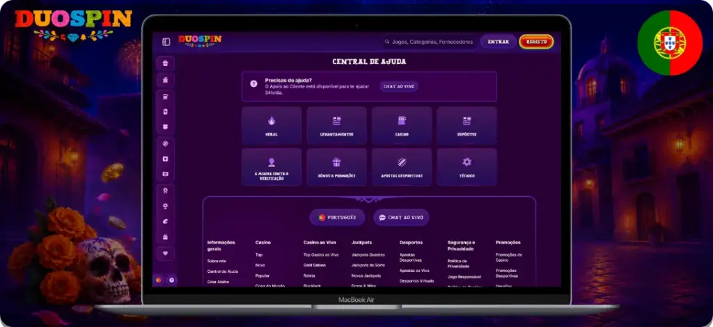 Suporte e assistência no Duospin Casino